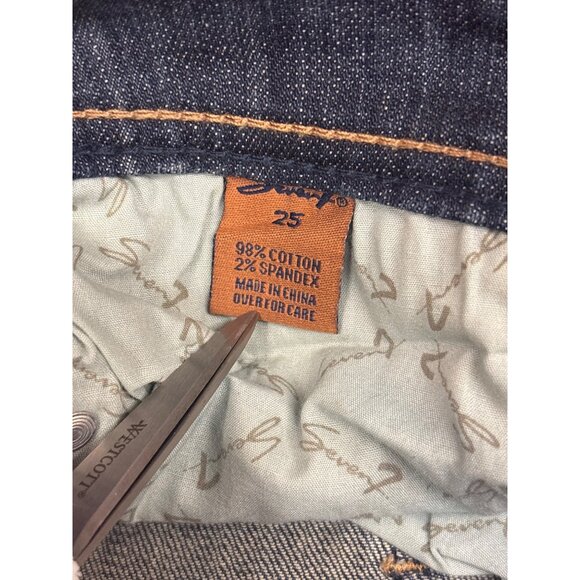 Seven7 Womens Bootcut Jeans Size 25 Distressed Denim with Rhinestone Pocket Acce - Picture 6 of 9